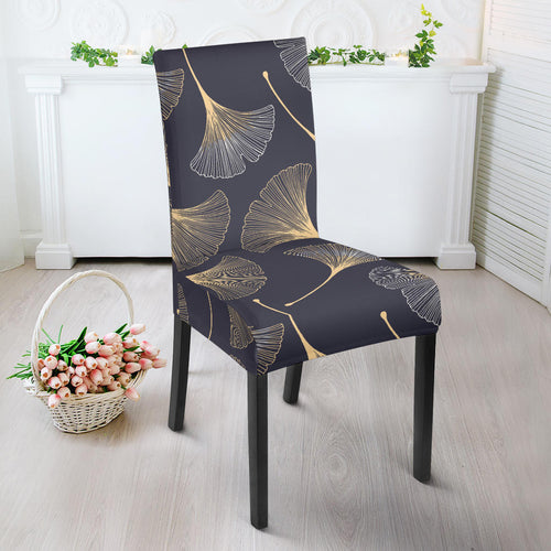 Gold Ginkgo Leaves Dining Chair Slipcover