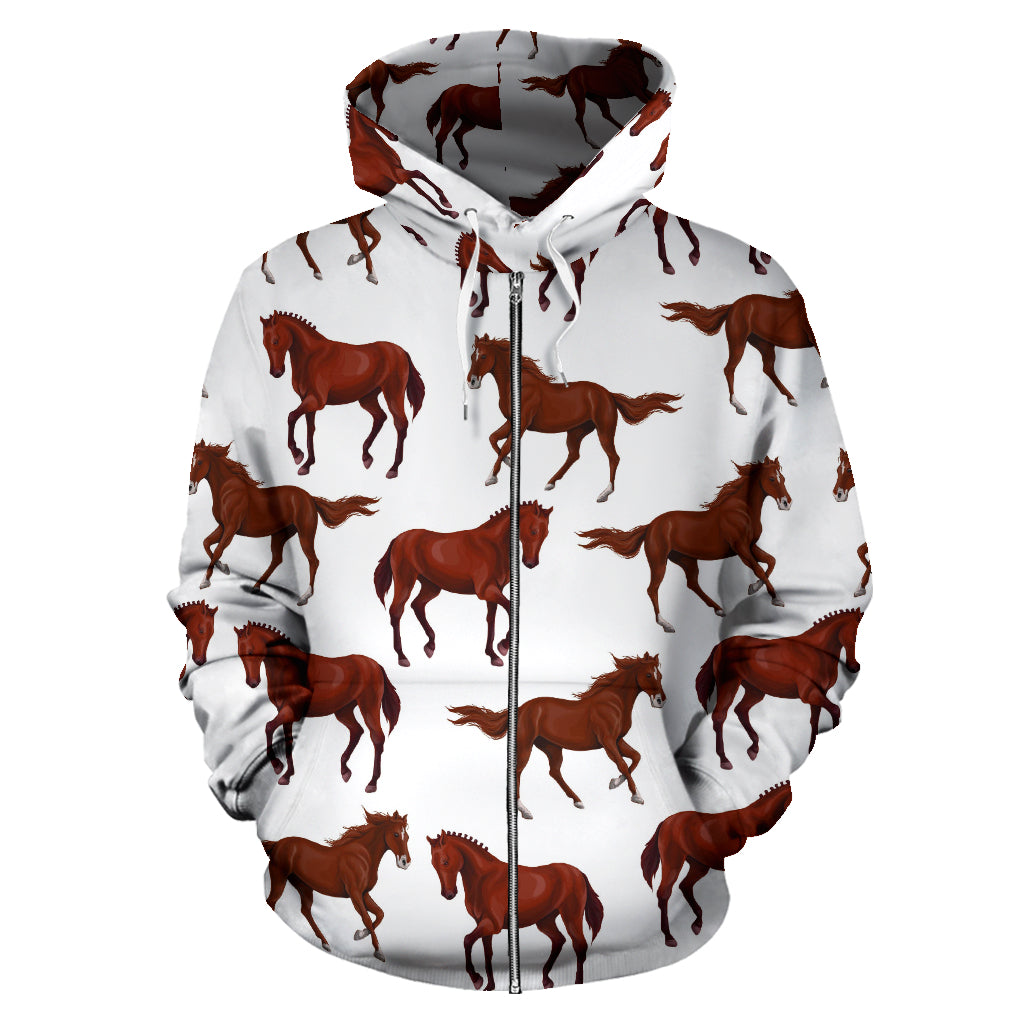 Horses Running Pattern Background Zip Up Hoodie