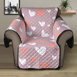 coral white heart pattern Recliner Cover Protector