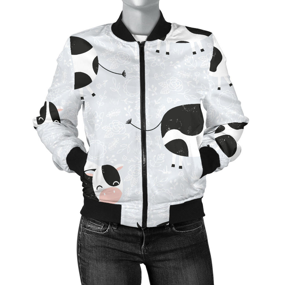 Cute Cows Pattern Women'S Bomber Jacket