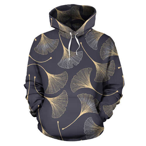 Gold Ginkgo Leaves Men Women Pullover Hoodie