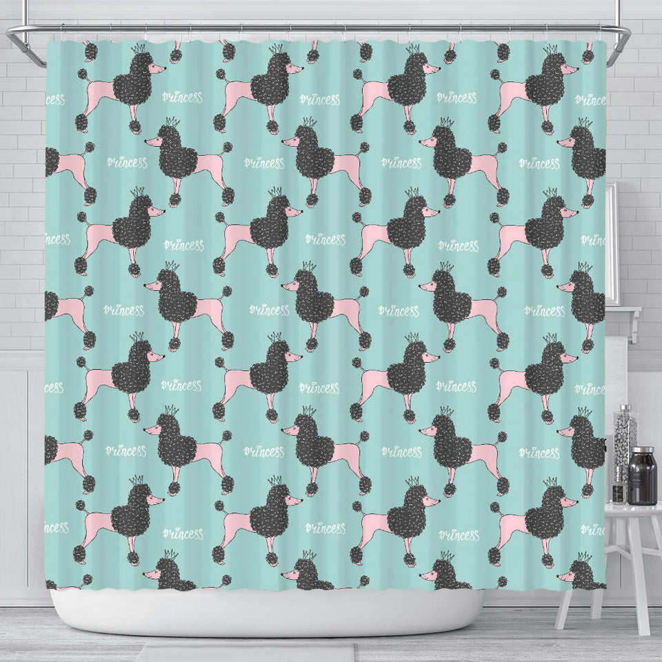 Poodle Dog Green Background Shower Curtain Fulfilled In US