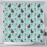 Poodle Dog Green Background Shower Curtain Fulfilled In US
