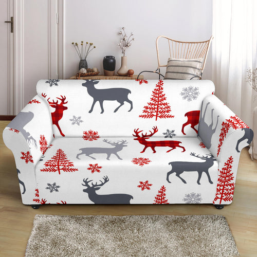 Deer Tree Snowflakes Chrismas Pattern Loveseat Couch Slipcover