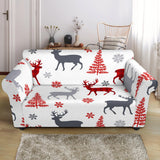 Deer Tree Snowflakes Chrismas Pattern Loveseat Couch Slipcover