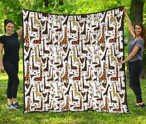 Giraffe Pattern Print Design 05 Premium Quilt