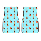 Electric Guitar Pattern Light Blue Background Front Car Mats
