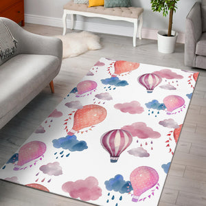 Watercolor Air Balloon Cloud Pattern Area Rug