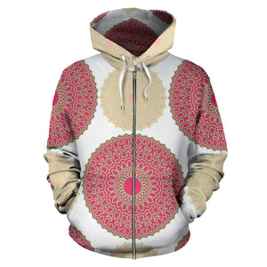 Circle Indian Pattern Zip Up Hoodie