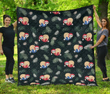 Cute Sloths Sleeping Christmas Ball Santa Hat Pattern Premium Quilt