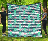 Cute Octopuses Heart Striped Background Premium Quilt