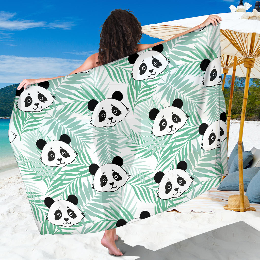 Panda Pattern Tropical Leaves Background Sarong