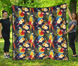 Colorful Parrot Flower Pattern Premium Quilt