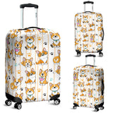 Cute Dog Corgi Striped Background Pattern Luggage Covers