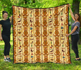 Egypt Hieroglyphics Pattern Print Design 04 Premium Quilt