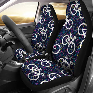 Bicycle Pattern Print Design 03 Universal Fit Car Seat Covers