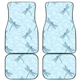 Dragonfly Pattern Blue Background Front And Back Car Mats