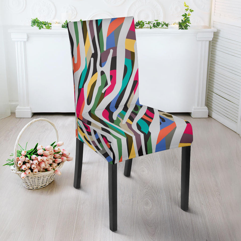 Colorful Zebra Skin Pattern Dining Chair Slipcover