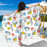 Siberian Husky And Colorful Circle Pattern Sarong
