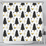 Christmas Tree Holly Snow Star Pattern Shower Curtain Fulfilled In US