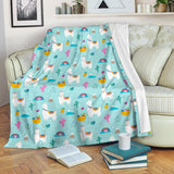 Llama Alpaca Cactus Leaves Pattern Premium Blanket
