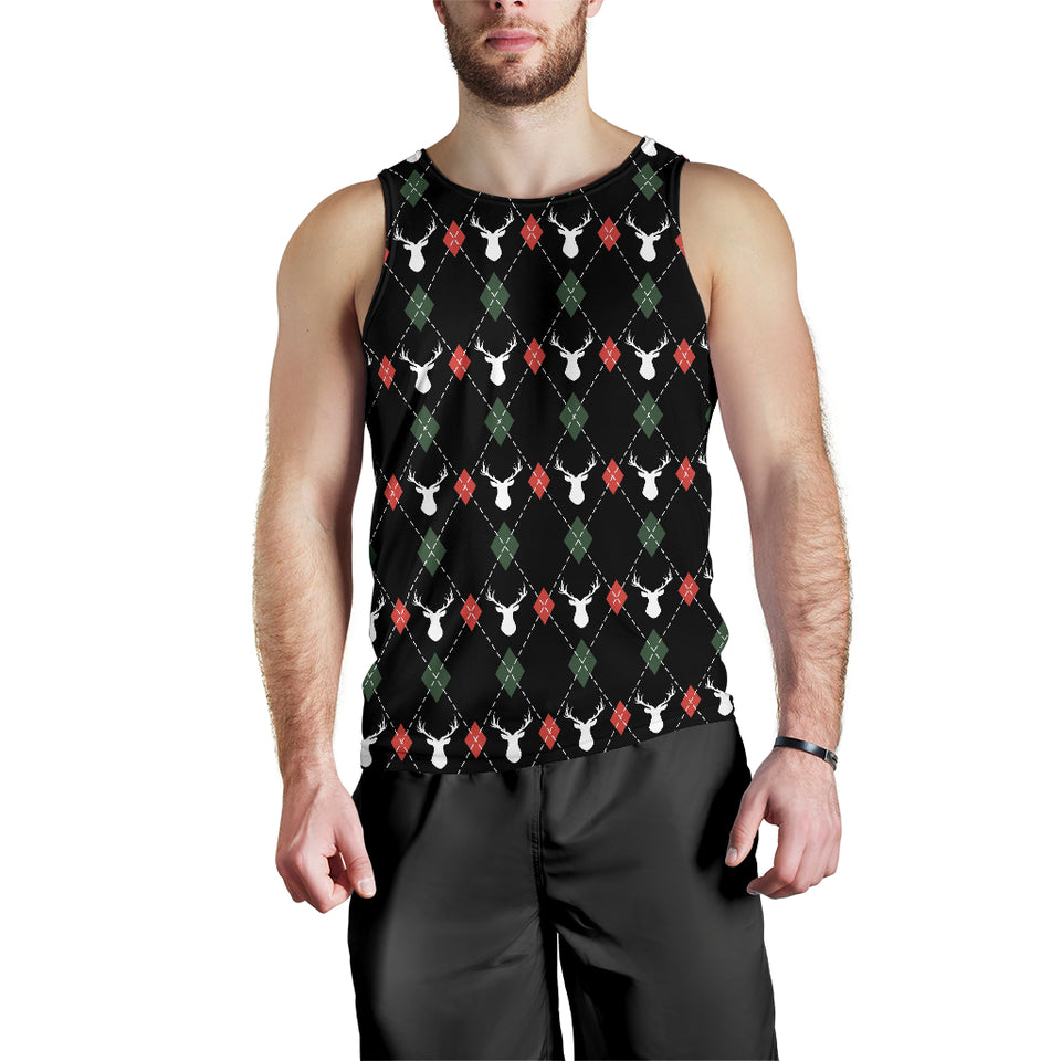 Deer Christmas new year pattern argyle Men Tank Top