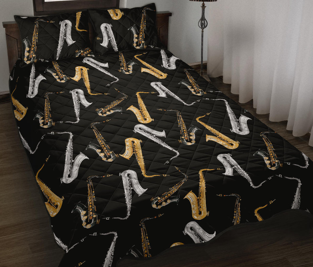 saxophone design pattern Quilt Bed Set