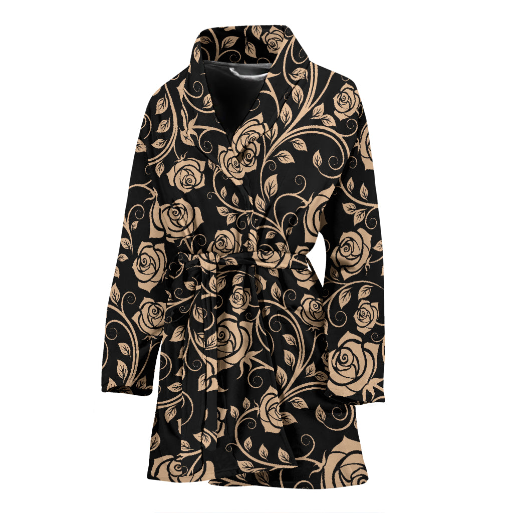 Rose Pattern Print Design 04 Women's Bathrobe