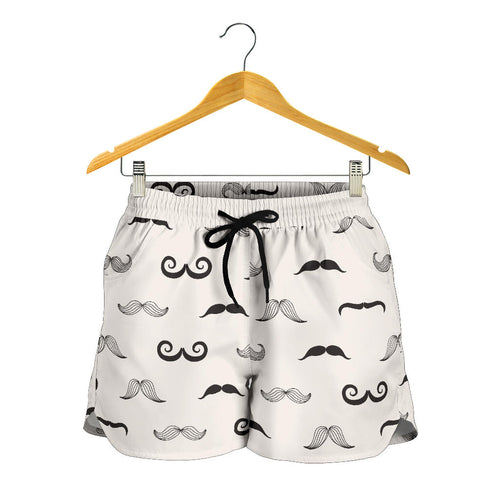 Mustache Beard Pattern Print Design 05 Women Shorts