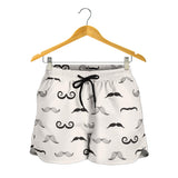 Mustache Beard Pattern Print Design 05 Women Shorts