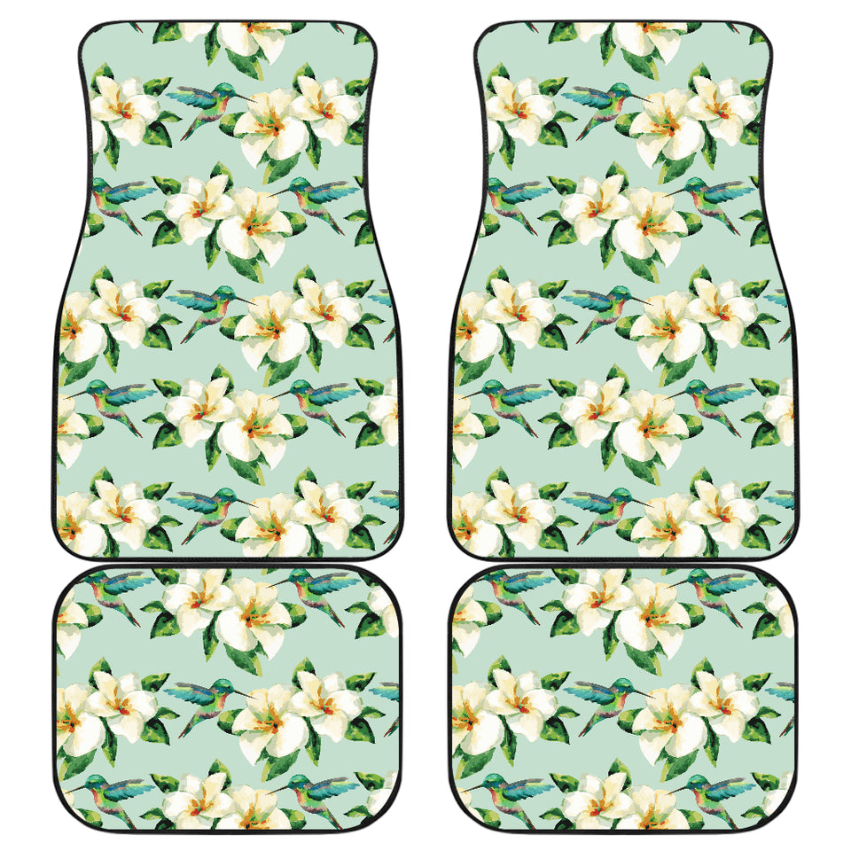 Hummingbird Pattern Print Design 01 Front and Back Car Mats