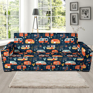 Camper Van Pattern Print Design 05 Sofa Slipcover