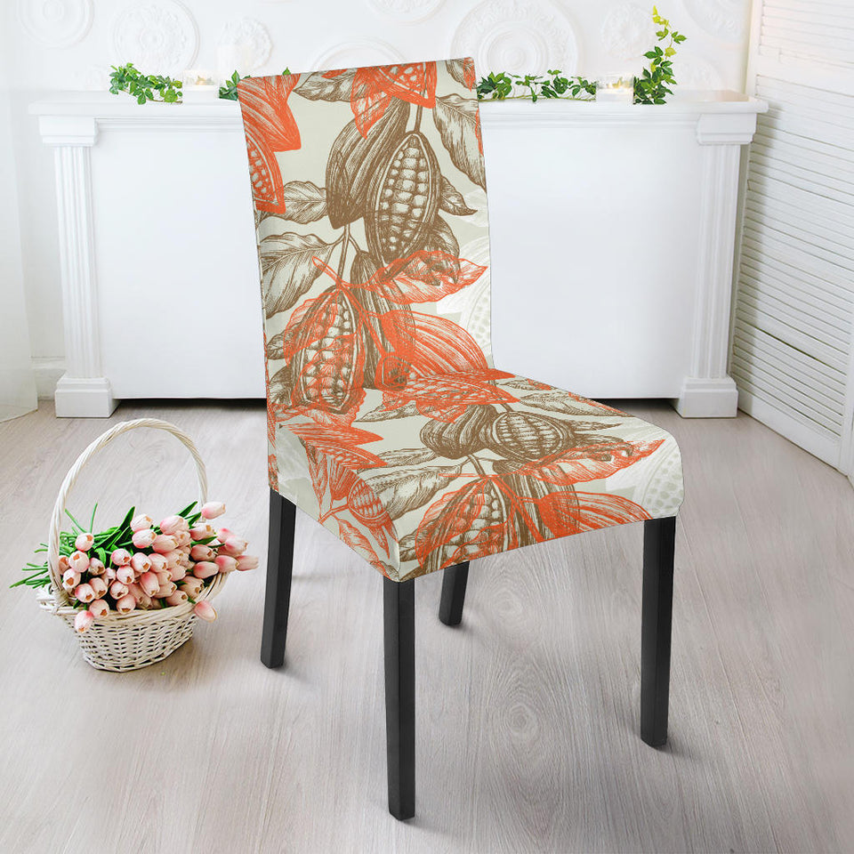 Cocoa Beans Cocoa Tree Pattern Dining Chair Slipcover