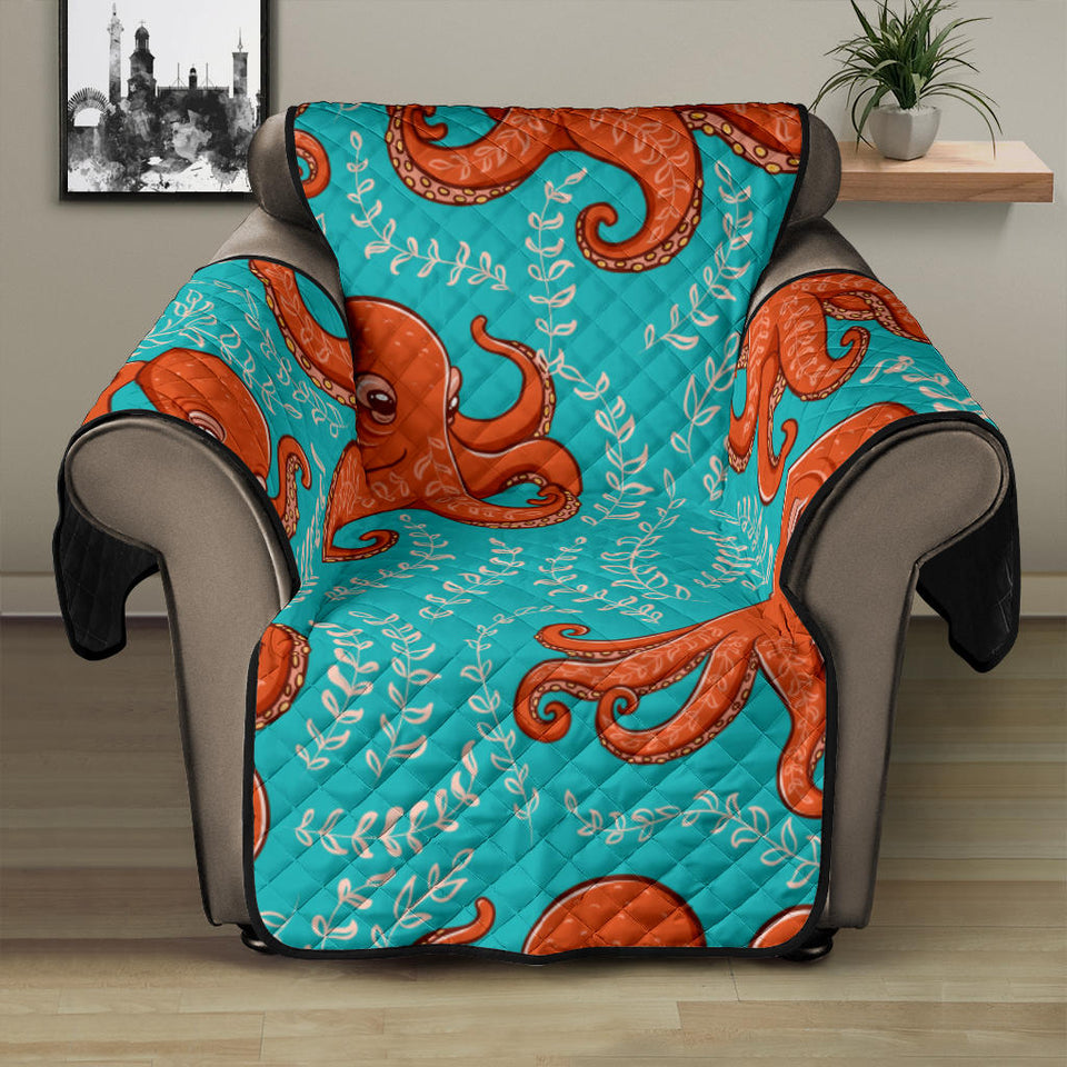 Octopus turquoise background Recliner Cover Protector