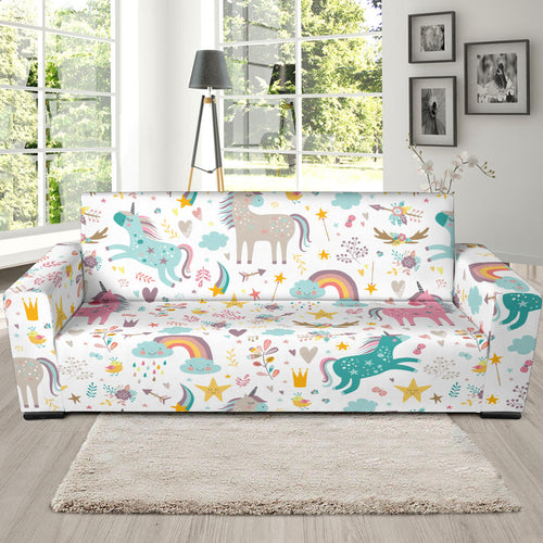 Colorful Unicorn Pattern Sofa Slipcover