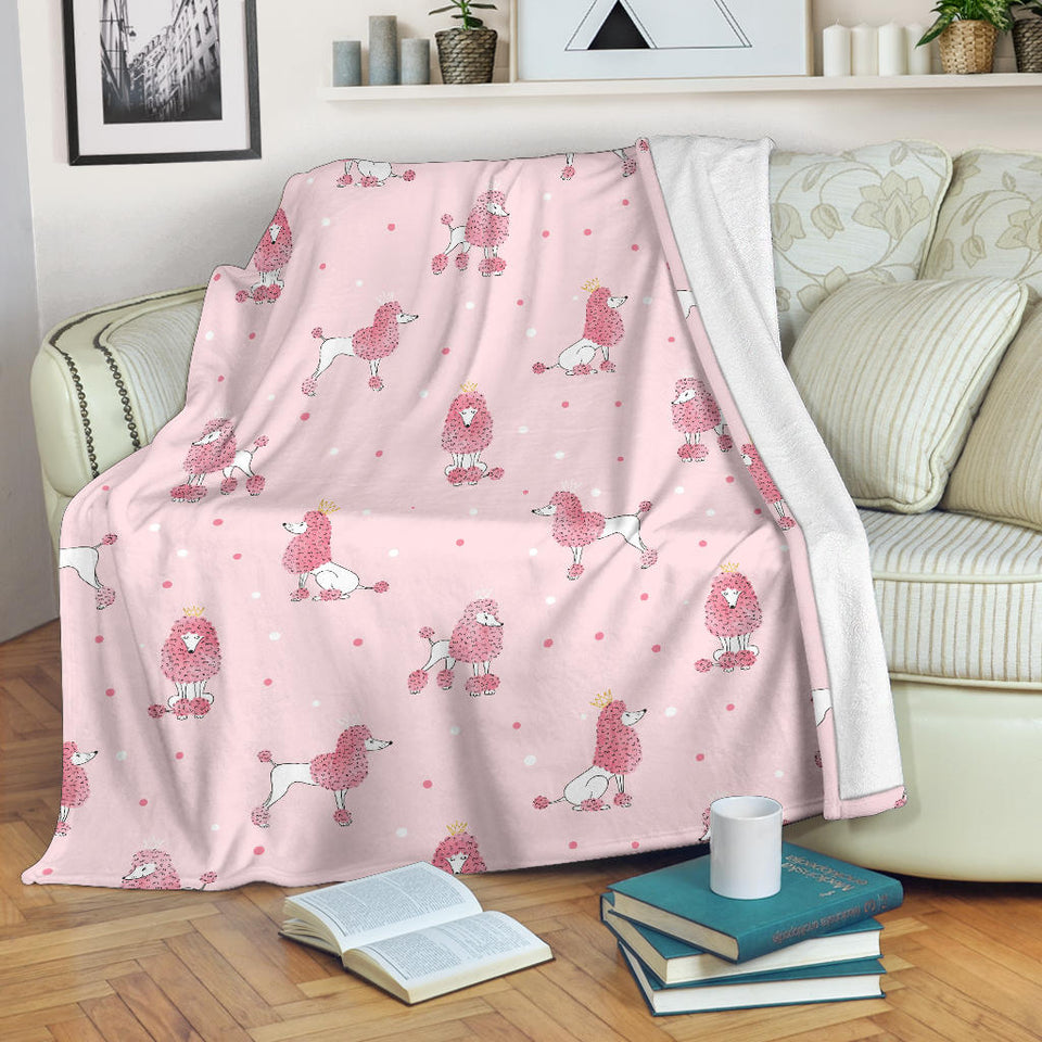 Poodle Dog Pink Color Theme Premium Blanket