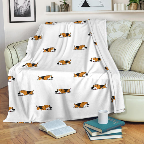 Cute Beagle Dog Sleeping Pattern Premium Blanket