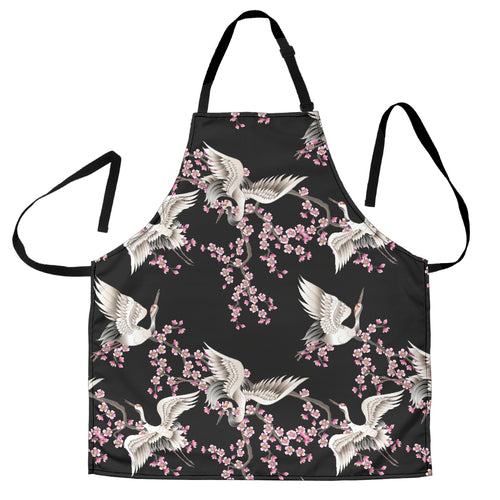 Japanese Crane Pink Sakura Pattern Adjustable Apron