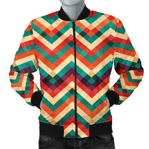 Zigzag  Chevron Colorful Pattern Men'S Bomber Jacket