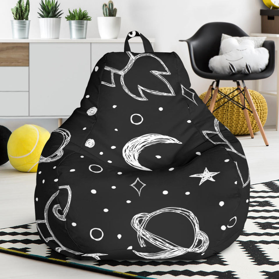 Hand Drawn Space Rocket Star Planet Bean Bag Cover