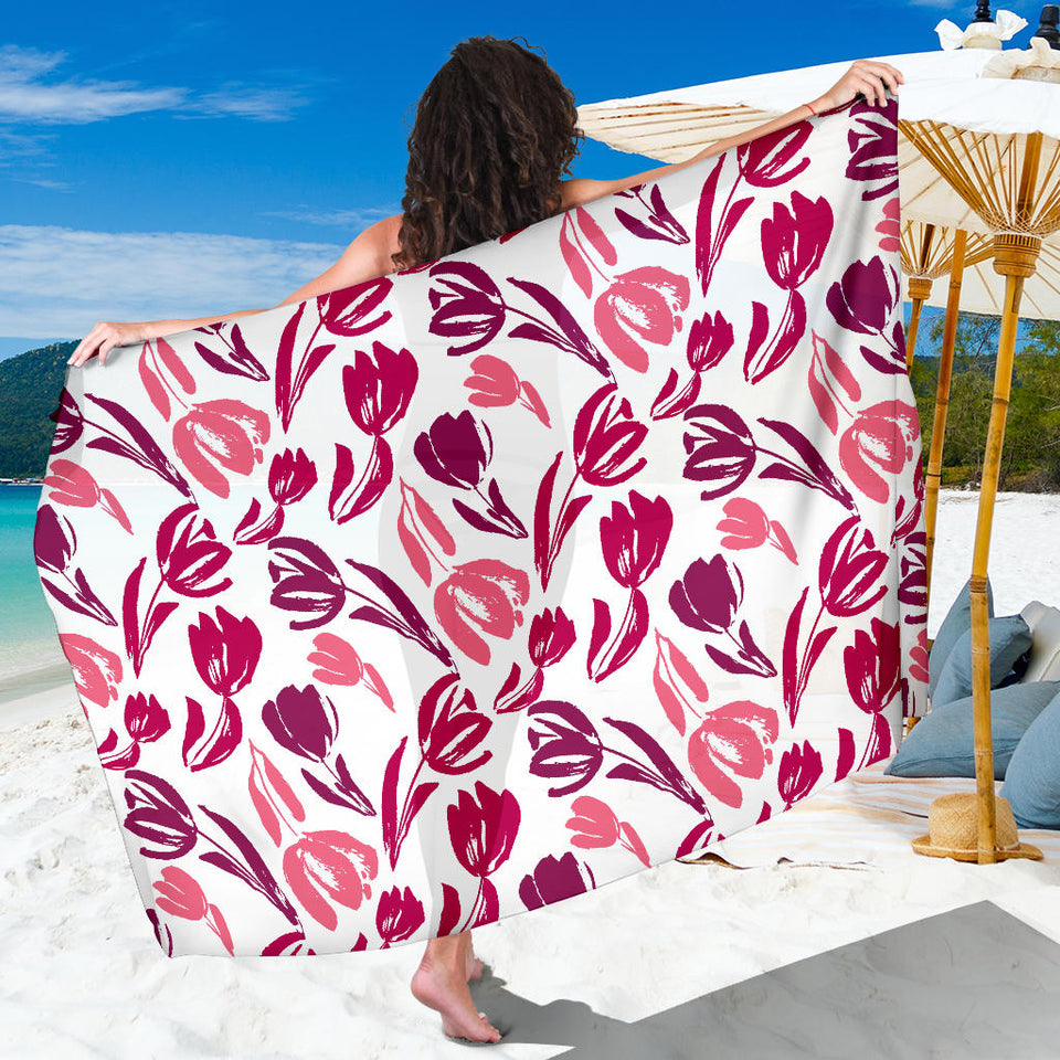 Pink Sketch Tulip Pattern Sarong