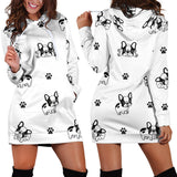 Cute French Bulldog Paw Pattern Women'S Hoodie Dress
