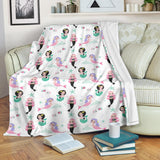 Cute Mermaid Dolphin Fish Starfish Pattern Premium Blanket
