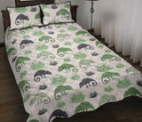 Chameleon lizard succulent plant pattern Quilt Bed Set