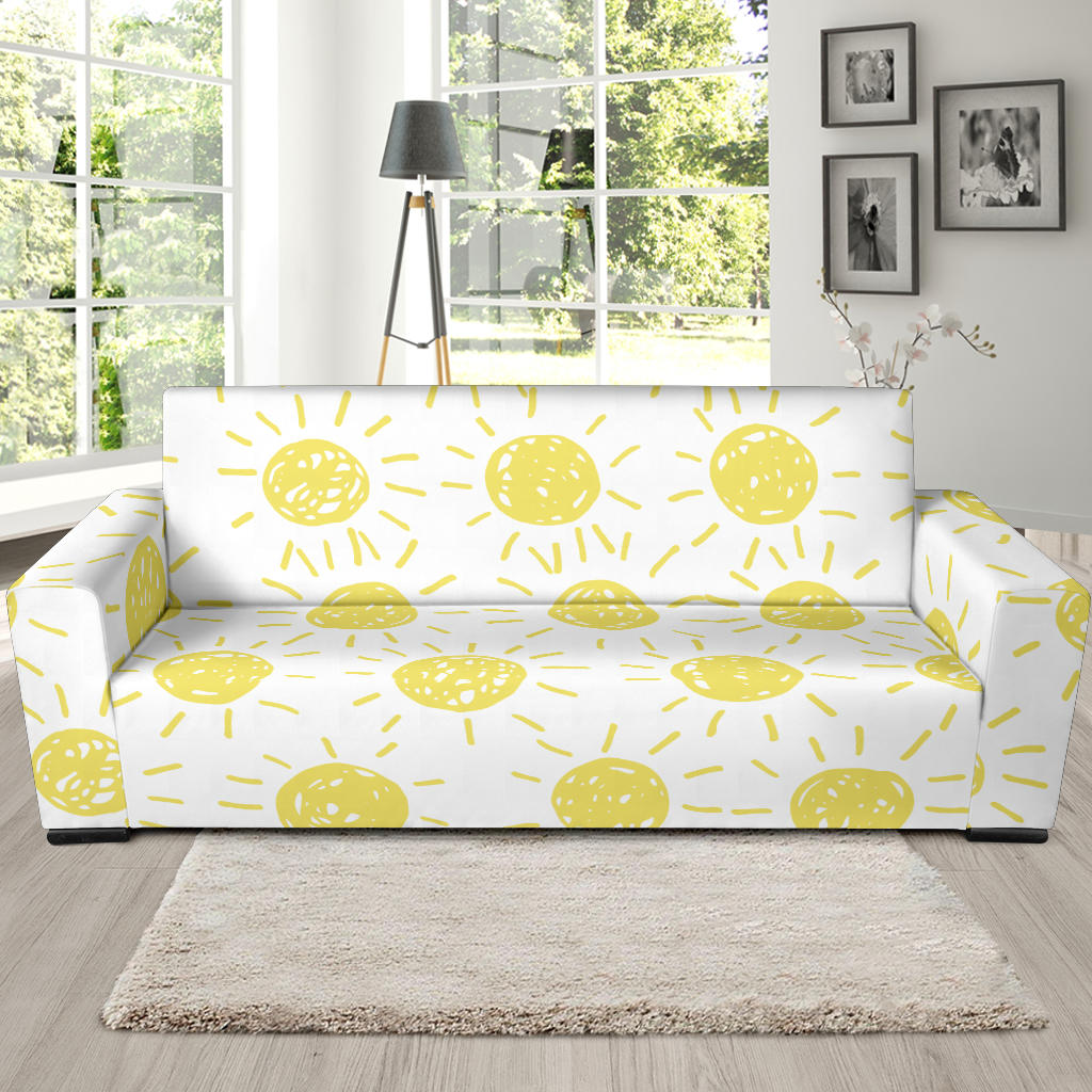 Hand Drawn Sun Pattern Sofa Slipcover
