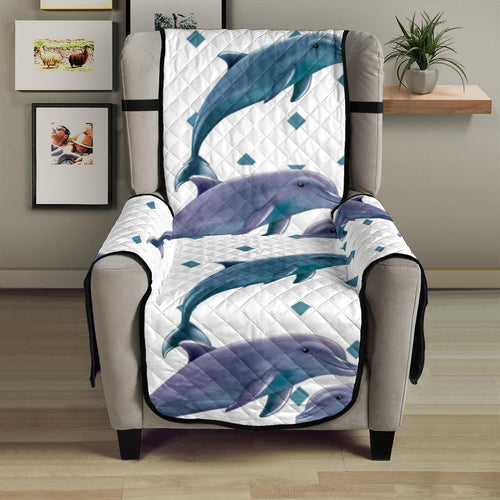 Dolphins pattern dotted background Chair Cover Protector