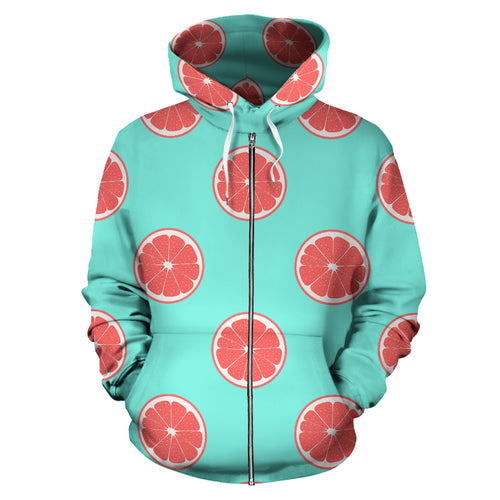 Grapefruit Green Background Zip Up Hoodie