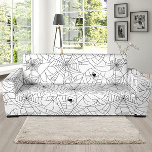 Spider Web Cobweb Pattern White Background Sofa Slipcover