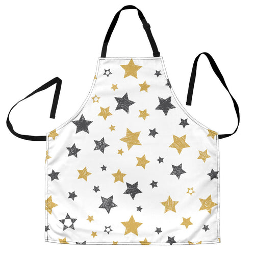 Hand Drawn Gold Black Star Pattern Adjustable Apron