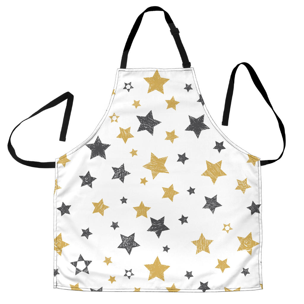 Hand Drawn Gold Black Star Pattern Adjustable Apron